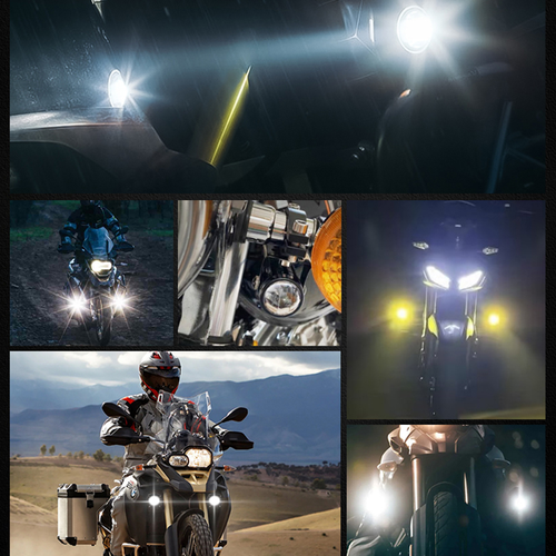 High Power Spotlight Mini Light Bulbs Motorcycle Led White Amber Dual Color Lens LED Driving Fog Lights Motor Accessories