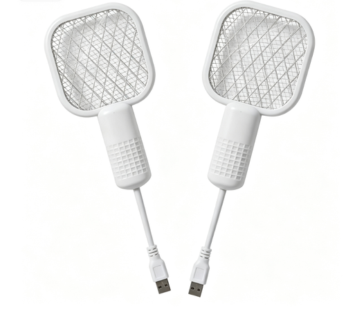 Small Electric Mosquito Killer 5 Layer Security Net Compact Portable USB Interface Electric Fly Swatter for Home Outdoor Camping Two Per Set