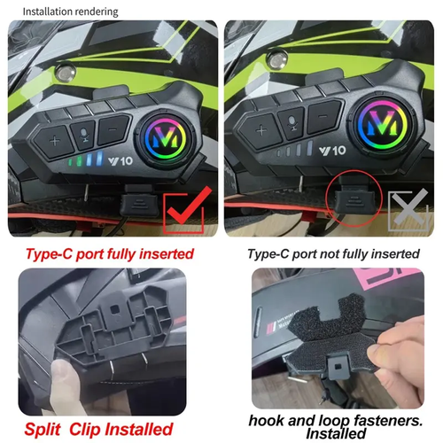 Rechargeable Motorcycle Helmet Speaker, IPX6 Waterproof Helmet Earphone with Automatic Call and Music Control, Compatible with All Helmets, Convenience