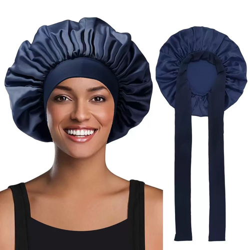 Satin Double Layer Lined Hair Bonnet for Sleeping Women with Tie Band Curly Hair Fashion Style All Seasons  Satin Sleep Bonnet for Curly Hair Care