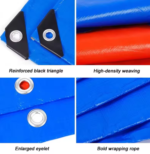 Outdoor Truck Cover Blue Waterproof PE Tarpaulin Woven Industrial Fabric Water Resistant for Tent Bag Car Truck 3m*4m