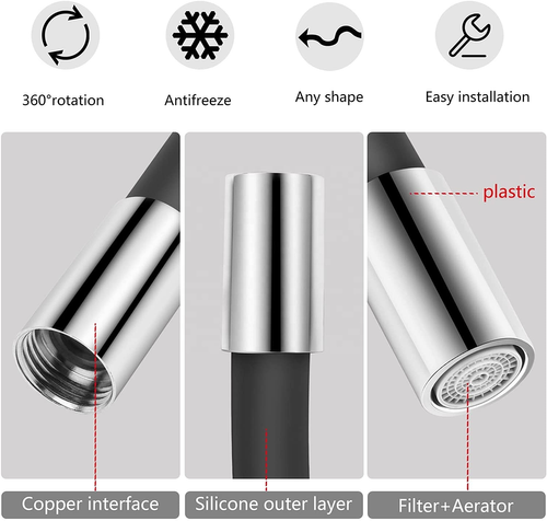 360° Rotating Adjustable Bathroom Kitchen Foaming Faucet Extension Tube Hose Extender 50cm Value 2-Pack