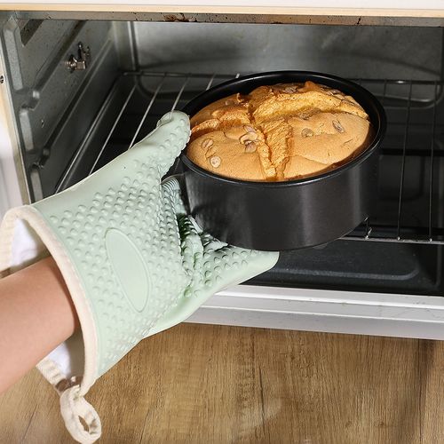 Hot Sale Silicone Cotton Double Layer Heat Resistant Gloves Kitchen Oven Microwave Oven Gloves