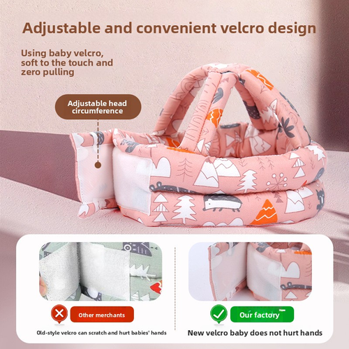 Baby Bamboo Anti-Collision Anti-Fall Protective Hat Pink Safe Breathable Washable All-Season Use