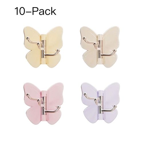 Rotatable Butterfly Triple Hook Modern Minimalist Adhesive Wall-Mounted Punch-Free Multi-Use Storage Hook for Home Kitchens  10-Pack Color Shipped At Random.