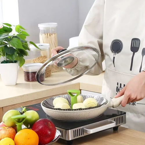 Vegetable Steamer Basket for Cooking Food, Stainless Steel Veggie Steam Basket for Pot, Folding Expandable Steaming Insert with Extendable Handle Fits Various Size Pot Two Per Set