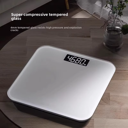 White Portable Smart LCD Electronic Scale High Accuracy Tempered Glass Personal Use Household Weight