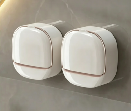 Bathroom Shower Soap Box Wall Mounted ABS Soap Box With Lid Waterproof Soap Dish Washing Board Storage Box White