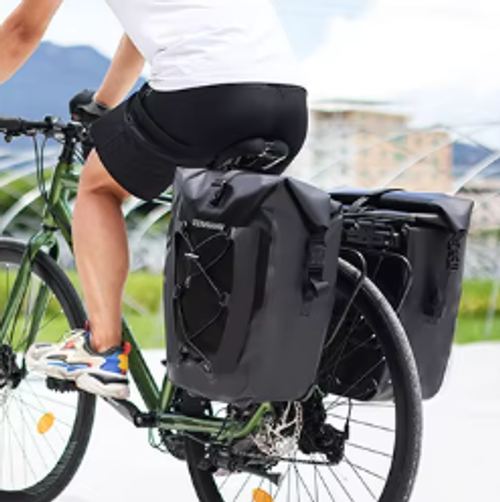 Bicycle Rear Rack Pannier Tail Saddle Bags Mountain Bike Cycling Backpack TPU Roll-Top Closure