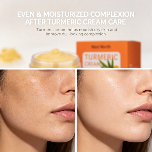 Natural Turmeric Facial Cream Mild Plant Extract Brightening Moisturizing Anti-Acne Even Tone Soft Skin Daily Facial Care Cream Two Per Set