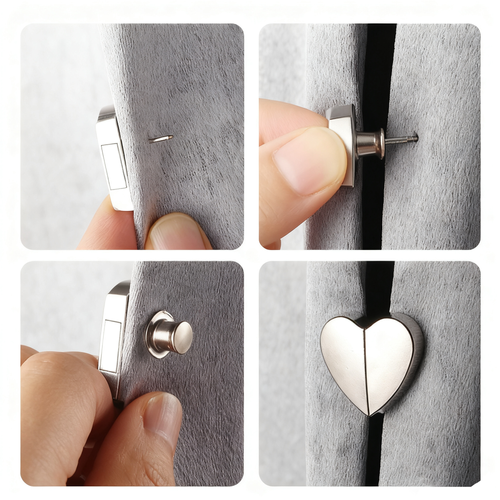 Heart-shaped Magnetic Snap Curtains for Living Room and Bedroom, Magnetic Snap Curtain Closure, Curtain Light-blocking Snaps