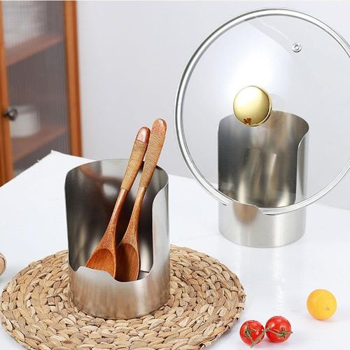 304 Kitchen Utensil Holder Spoon Holder Metal Spoon Holder Kitchen Organizer Stainless Steel Pot Lid & Spoon Rack Storage Stand