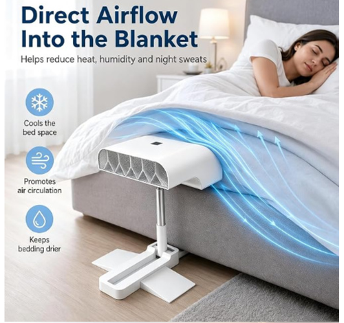 Sheet Bed Sleep Fan Battery Power Five-speed Foldable Design Bladeless Plastic Material for Household Use Night Sweat Relief
