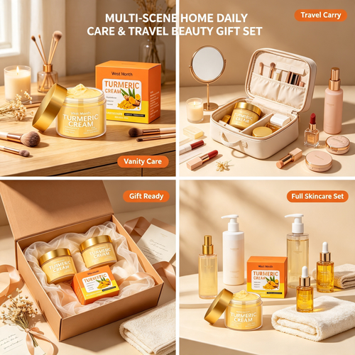 Natural Turmeric Facial Cream Mild Plant Extract Brightening Moisturizing Anti-Acne Even Tone Soft Skin Daily Facial Care Cream Two Per Set