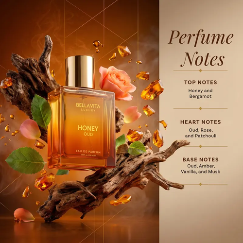 Bella Vita Luxury's Honey Oud  Eau de Parfum 100ml (3.4 fl oz)  Patchouli, Vanilla, Bergamot  Floral & Spicy  Made with Clean & Vegan Essentials Oils  Cruelty Free Fragrance Perfume