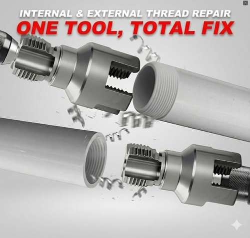 Electric Drill Compatible Pipe Threader Kit 3Pcs 0.5 0.75 1 Inch Internal External Dual Function PVC Pipe Threading Tool