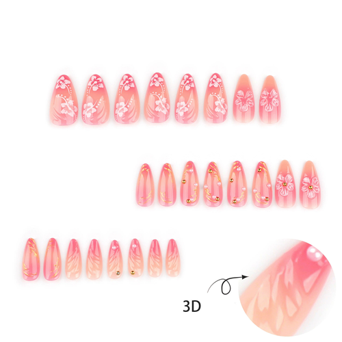 Best-Selling Classic Style: New Pink 3D Floral & Pearl Decal Nail Art