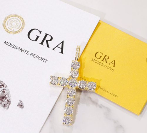 Classic 4mm Moissanite Diamond Cross Pendant White with GRA Certificate 925 Silver Necklace Pendant Unique Charm Design