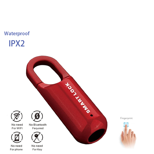 Zinc Alloy Mini Padlock for Luggage Travel Security with Fingerprint Unlock IPX2 Waterproof Single Lever Locking
