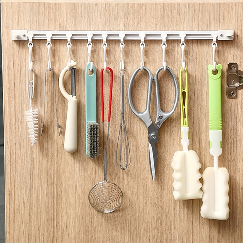No-Drill Cabinet Door Storage Rack for Kitchen Tools, Belts, and Hats Kitchen Sliding Track Hook