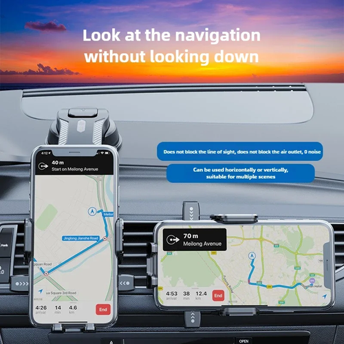 Waterfall-style Bed Suction Cup Phone & Tablet Holder with Auto-Lock 360-Degree Rotatable Adjustable Navigation Stand Flexible