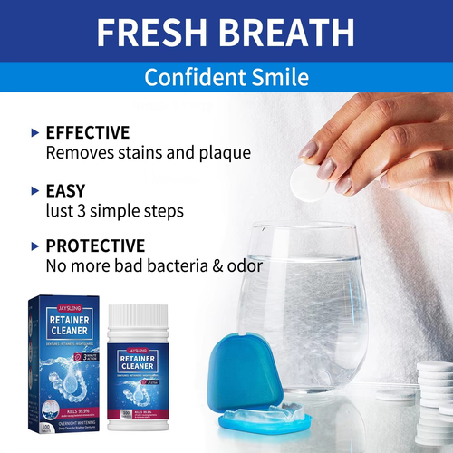 Mild Cleaning Tablets Gum Antibacterial Odor Removing Fresh Breath Yellowing Removal Brightening Denture Cleaner
