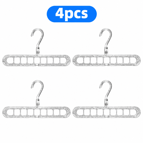 4pcs Durable Plastic 360-Degree Rotatable Spin-and-Reach 9-Hole Antiskid Stays Put Folding Hangers - 9-in-1 Heavy-Duty Universal Space-Saving Closet Organizer Storage for Bedroom Home Supplies