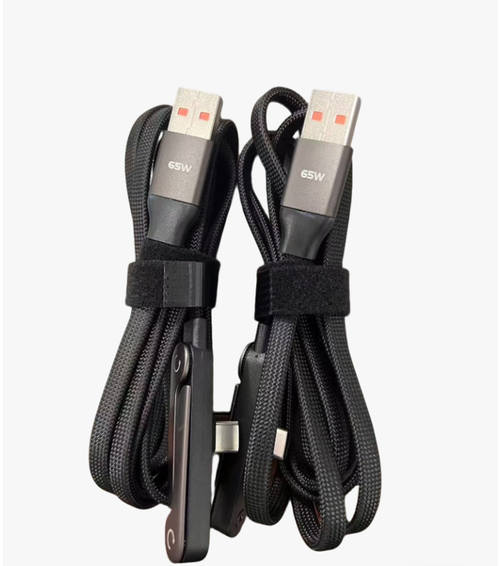 65W Pure Copper with Color Box Fast Charging USB-C Cable Phone Stand 90 Elbow 360 Rotation Multi-Angle Nylon Braided