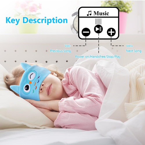 Kids' Sleep Mask Headphones – Bluetooth 5.0 Stereo Music Player with Hands-Free Support – Soft Musical Headband – Sleep Aid