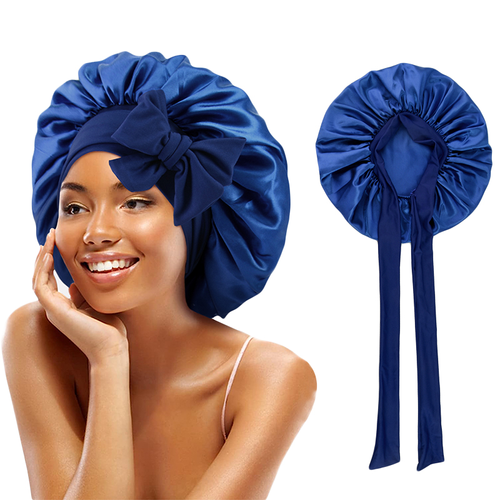 Satin Double Layer Lined Hair Bonnet for Sleeping Women with Tie Band Curly Hair Fashion Style All Seasons  Satin Sleep Bonnet for Curly Hair Care