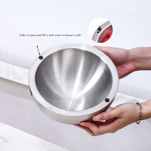 Double Walled Frozen Ice Stainless Steel Serving Bowl Insulated Metal Dip Chiller Bowl