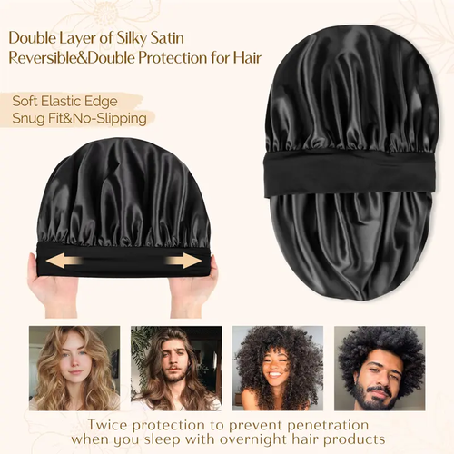 4pcs Bonnet for Men Hair Bonnet for Sleeping Double Layer Satin Bonnets for Black Women Curly Hair Braids men gifts Gift hats men Haircare bonnet silk