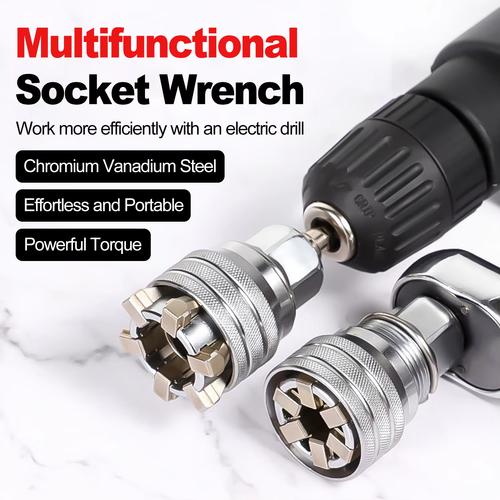 Universal Sleeve 2 Inch 10-19 Mm Adjustable Hex Universal Socket Torque Ratchet Wrench Head Spanner Sleeve Tools for Mechanic Connecting Rod Included