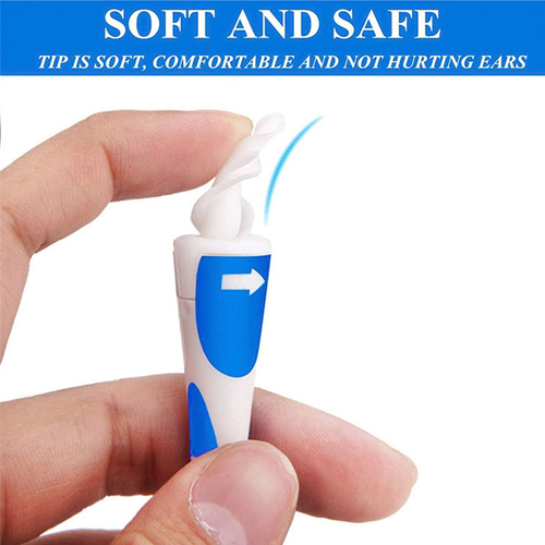 Blue White Spiral Ear Picking Spoon Plastic Ear Cleaner Washable Reusable Earwax Removal Cleaning Kit