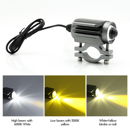 Super Focused Led Motorcycle Front Headlights 12v 24v 5000 Lumen Glass Cover Mini Driving Light Motorcycle Led Silver