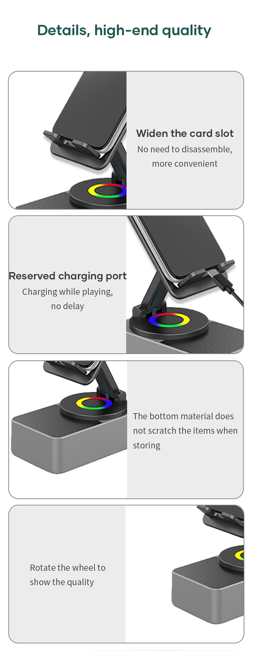 Hot Sell Multi Function Desktop Mobile Phone Wireless Speaker Folding Rotate RGB Wireless Speaker with Phone Holder