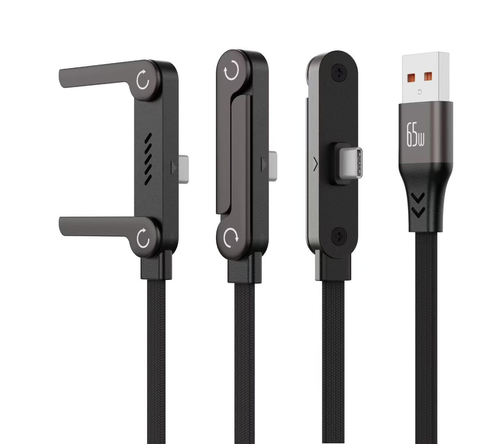 65W Pure Copper with Color Box Fast Charging USB-C Cable Phone Stand 90 Elbow 360 Rotation Multi-Angle Nylon Braided