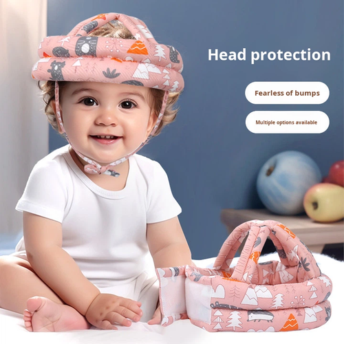 Baby Bamboo Anti-Collision Anti-Fall Protective Hat Pink Safe Breathable Washable All-Season Use