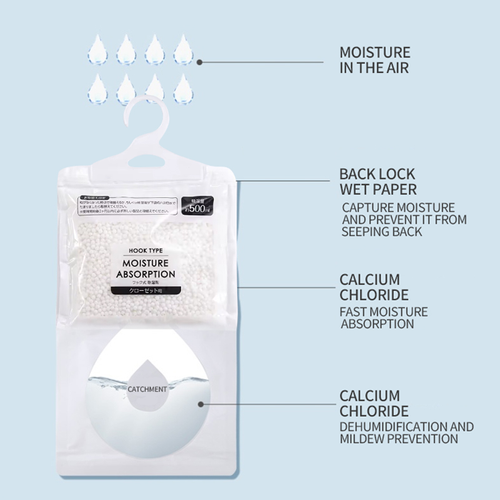 Portable Adjustable Hangable Dehumidifying Bag 500ml Moisture Capacity Dorm-Friendly Mold-Preventing for Household & Kitchen Use 10PCS