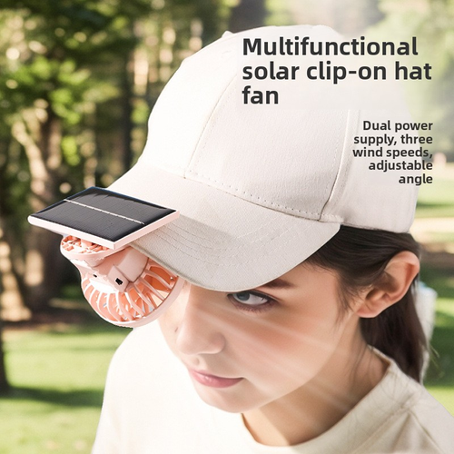 Multi-function Clip-on Solar Charging Fan Button Speed Control Travel Outdoor Mountaineering Portable Desktop USB  White