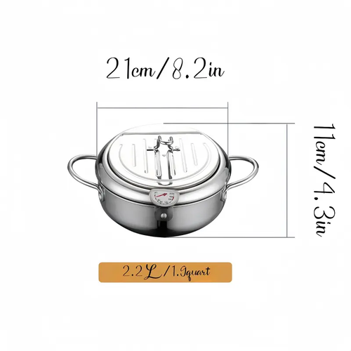 Stainless Steel Deep Frying Pan with Lid, 1 Count Non-stick Deep Fryer with Oil Drip Filter Rack for Fried Chicken