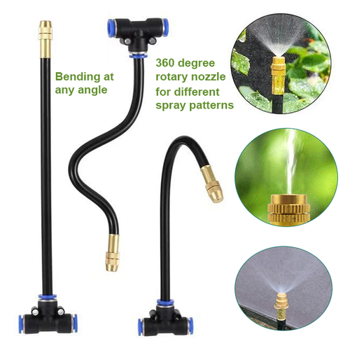 360° Rotating Integrated Automatic Watering Device 12mm Atomizing Irrigation System and Drip Irrigation Kit  features an adjustable hose for convenience and water efficiency.