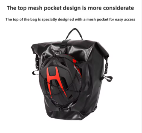 Bicycle Rear Rack Pannier Tail Saddle Bags Mountain Bike Cycling Backpack TPU Roll-Top Closure