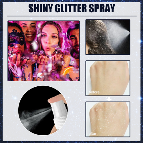 Glitter Spray 2026 Temporary Shiny Hair Body Glitter Spray Highlighter Face Long Lasting Holographic Powder Sprays Glitter