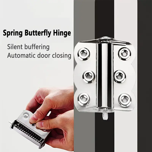 6Pcs Spring Loaded Hinges Stainless Steel Self Closing Screen Door Hinges 2.4 x 3 Inch for Home Interior, Exterior Doors and Commercial Use