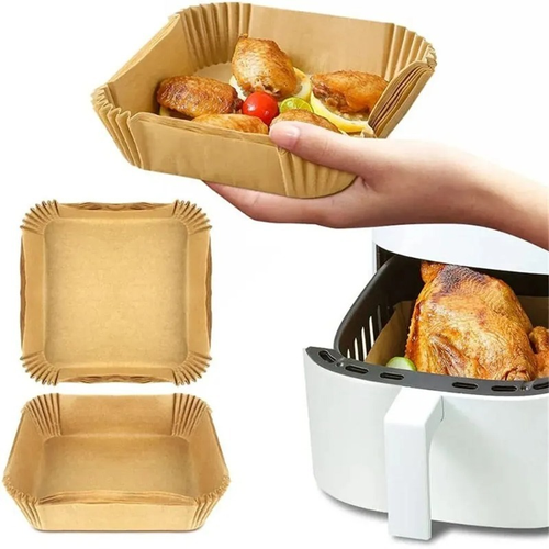 200pcs 8 inches Thick Stackable Silicone-Coated Nonstick Air Fryer Basket Paper Liners - Disposable Parchments, 100% Waterproof Baking Supplies, Greaseproof, Durable, Heat-Resistant for 5-8 qt Air Fryers, Easy Cleanoff