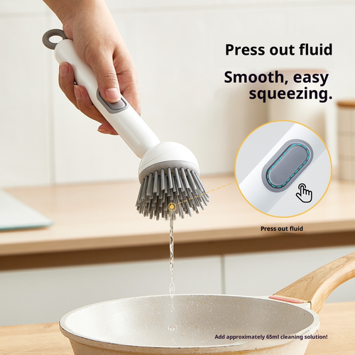 360 Rotating Rotatable Long Handle PP Material Kitchen Cleaning Brush Extruding Liquid Pot Oil-free Multifunctional