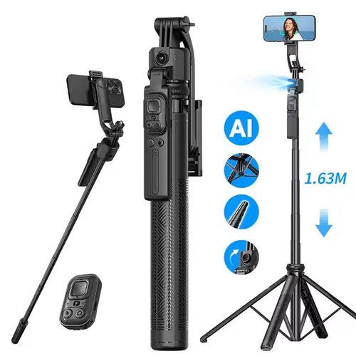 360 Rotatable Foldable Phone Tripod Stand Magnetic Selfie Stick Tripod with Aluminum Strong Magnetic Holder for Desk Table