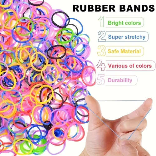 Popular small, disposable rubber bands for children—perfect for tying hair.