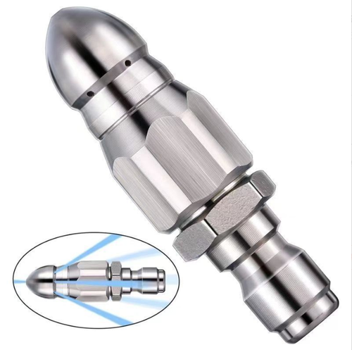 Water Jet High Pressure Sprayer Nozzle Clean Sewer  Stainless Steel Pressure Washer Quick Plug Drain Hose Nozzle Tool